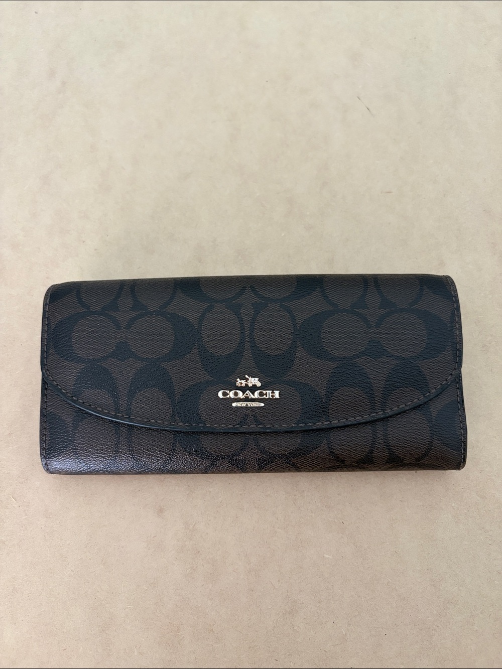 Coach Brown & Black Signature Continental Wallet
